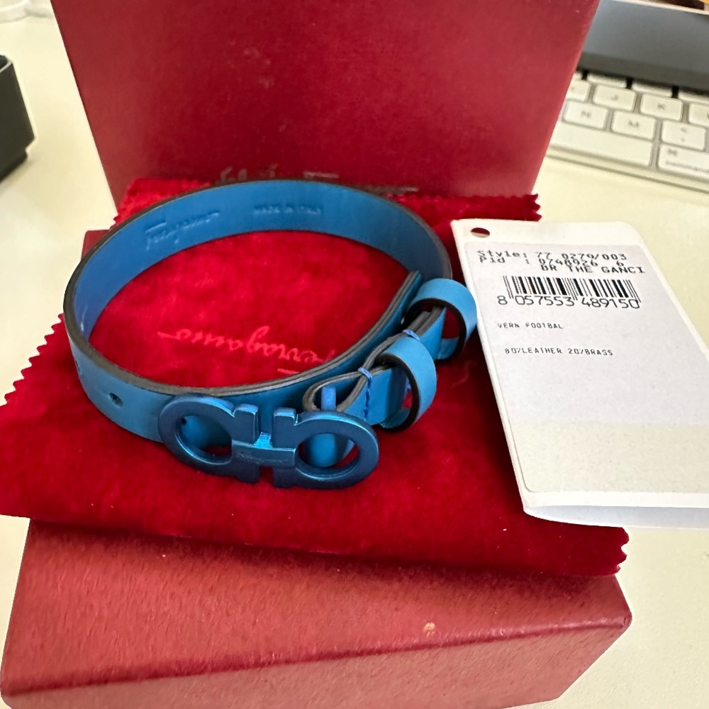 Ferragamo Double Gancini Logo Bracelet Blue
